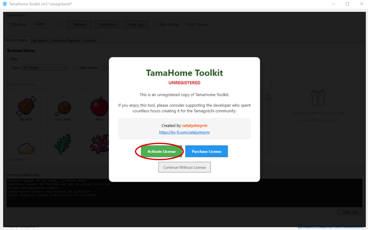 Activate License button